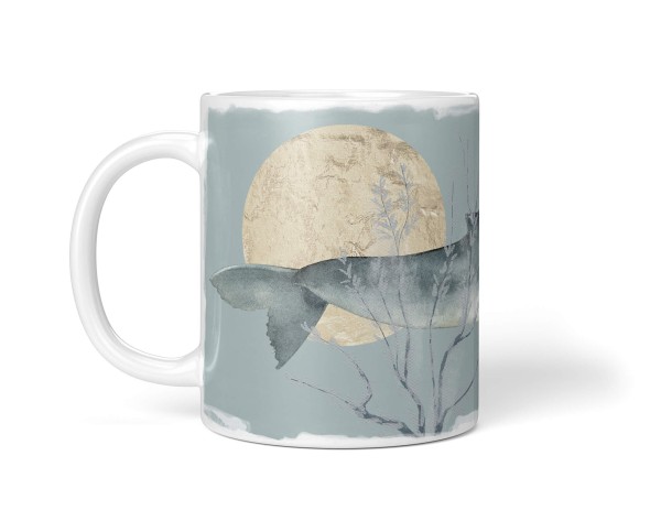 Paul Sinus Art Dekorative Tasse mit schönem Motiv Blauwal Wasserfarben schönem Design goldener Mond Angebote