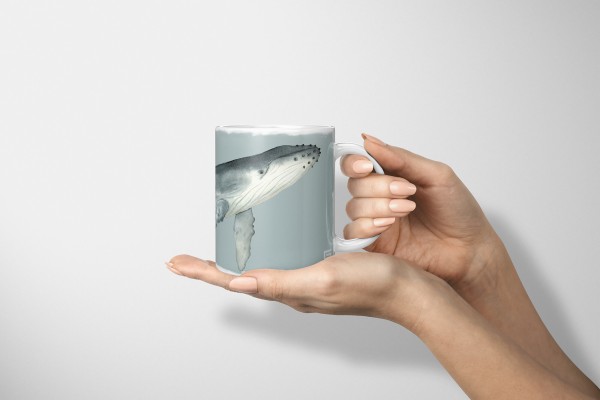 Paul Sinus Art Dekorative Tasse mit schönem Motiv Blauwal Wasserfarben schönem Design goldener Mond Angebote