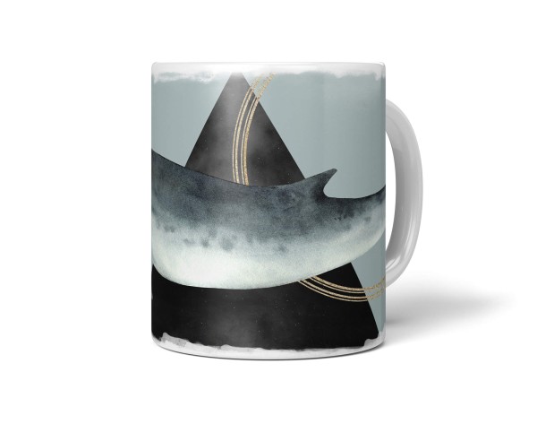 Paul Sinus Art Dekorative Tasse mit schönem Motiv Wal Bartenwal einzigartiges Design schwarzes Dreieck Gold
