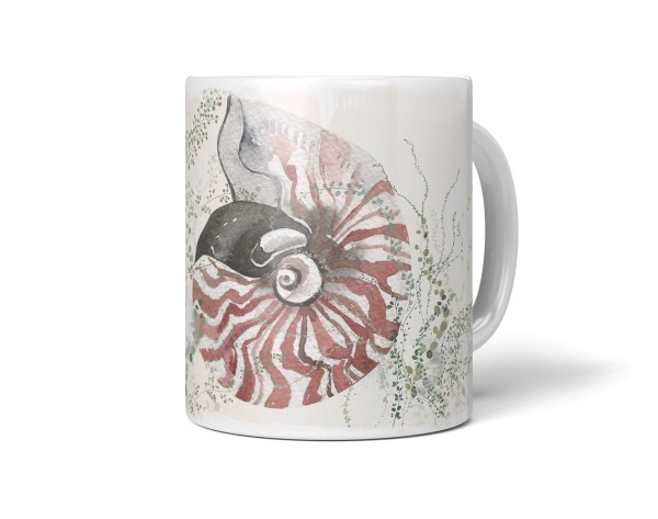 Paul Sinus Art Dekorative Tasse mit schönem Motiv Schneckenhaus Seemuschel Wasserfarben Kunstvoll Vintage