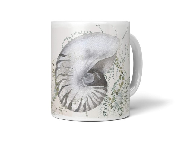 Paul Sinus Art Dekorative Tasse mit schönem Motiv Wasserfarben Aquarell Muschel Schneckenhaus Kunstvoll