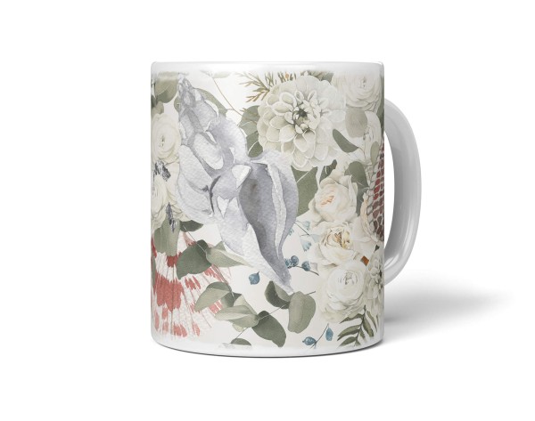 Paul Sinus Art Dekorative Tasse mit schönem Motiv Muscheln Blumen Blüten Wasserfarben Vintage Pastelltöne