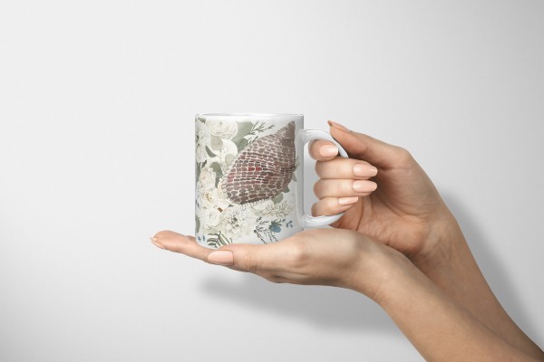 Paul Sinus Art Dekorative Tasse mit schönem Motiv Muscheln Blumen Blüten Wasserfarben Vintage Pastelltöne Fabrik Onlineshop