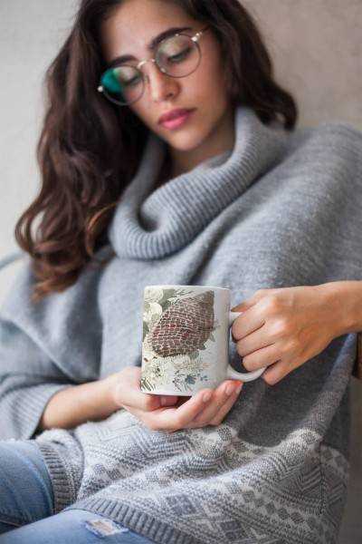 Paul Sinus Art Dekorative Tasse mit schönem Motiv Muscheln Blumen Blüten Wasserfarben Vintage Pastelltöne Fabrik Onlineshop