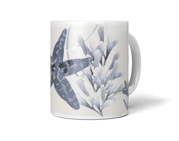 Paul Sinus Art Dekorative Tasse mit schönem Motiv Seestern Koralle Aquarell Blau unter Wasser Wasserfarben