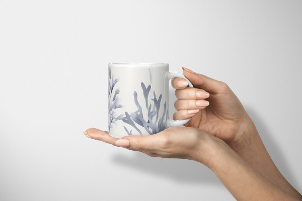 Paul Sinus Art Dekorative Tasse mit schönem Motiv Seestern Koralle Aquarell Blau unter Wasser Wasserfarben Rabatt
