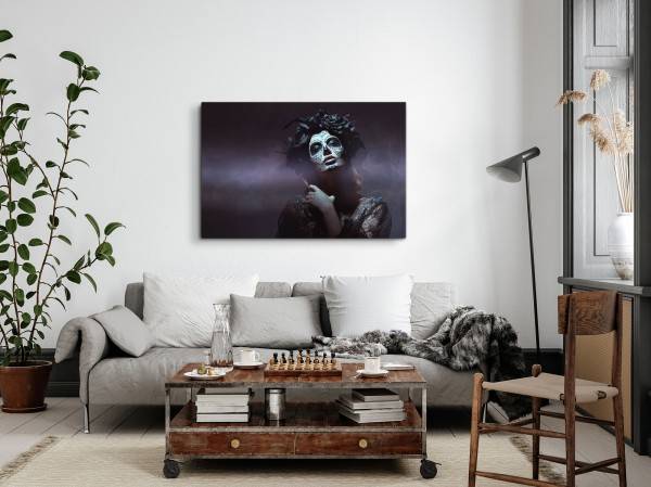Paul Sinus Art 120x80cm Wandbild auf Leinwand Tag der Toten Mexiko junge Frau mit Totenmaske Günstig kaufen