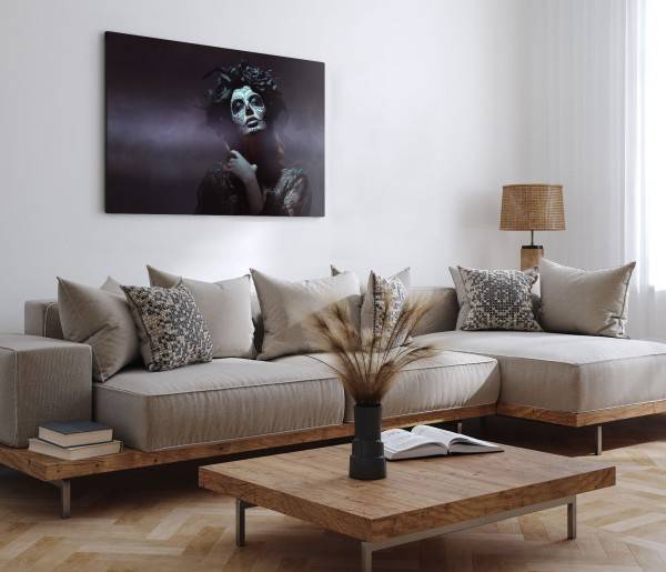Paul Sinus Art 120x80cm Wandbild auf Leinwand Tag der Toten Mexiko junge Frau mit Totenmaske Günstig kaufen