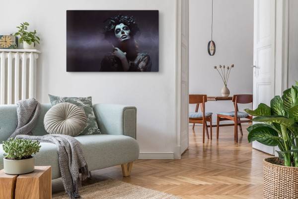 Paul Sinus Art 120x80cm Wandbild auf Leinwand Tag der Toten Mexiko junge Frau mit Totenmaske Günstig kaufen
