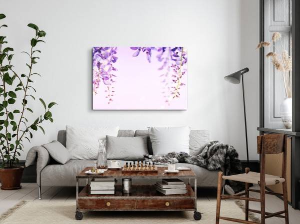 Paul Sinus Art 120x80cm Wandbild auf Leinwand Violette Blumen Blüten Fotokunst Natur Frühling Preisnachlass