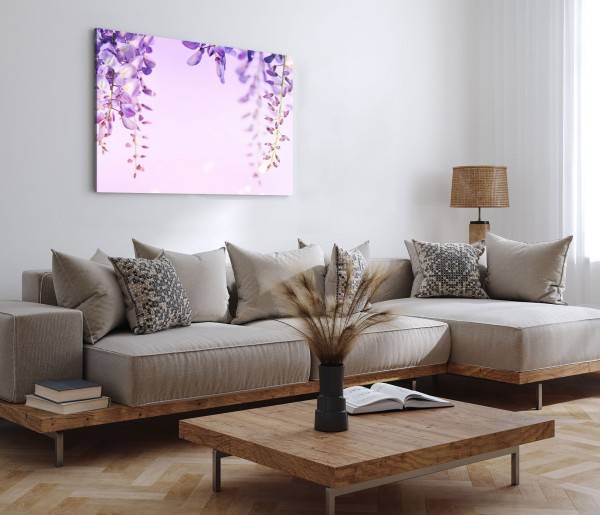 Paul Sinus Art 120x80cm Wandbild auf Leinwand Violette Blumen Blüten Fotokunst Natur Frühling Preisnachlass