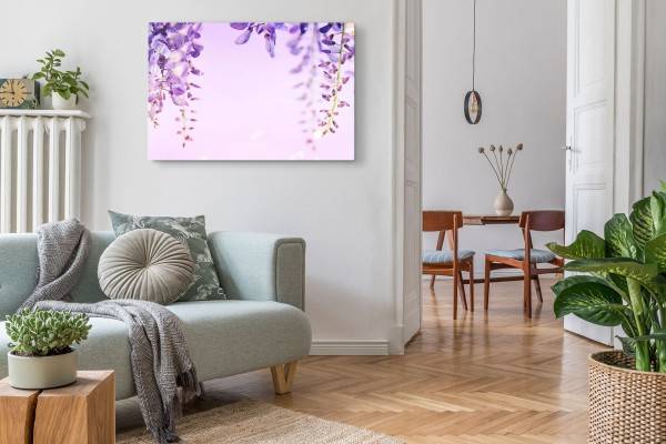 Paul Sinus Art 120x80cm Wandbild auf Leinwand Violette Blumen Blüten Fotokunst Natur Frühling Preisnachlass
