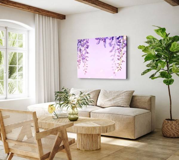 Paul Sinus Art 120x80cm Wandbild auf Leinwand Violette Blumen Blüten Fotokunst Natur Frühling Preisnachlass