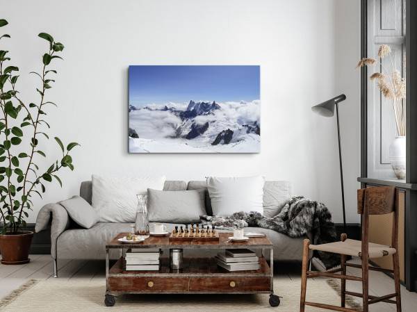 Paul Sinus Art 120x80cm Wandbild auf Leinwand Über den Wolken Berge Gebirge Schnee Gipfel Vatertagsangebot