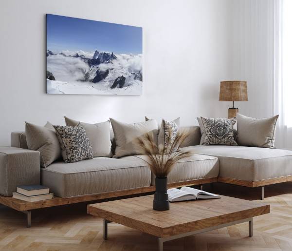 Paul Sinus Art 120x80cm Wandbild auf Leinwand Über den Wolken Berge Gebirge Schnee Gipfel Vatertagsangebot