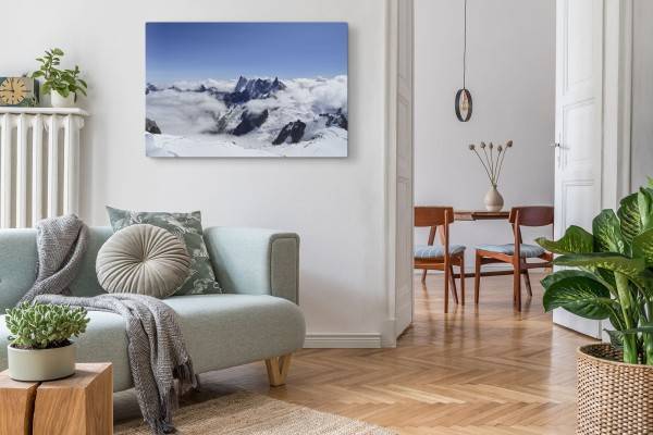 Paul Sinus Art 120x80cm Wandbild auf Leinwand Über den Wolken Berge Gebirge Schnee Gipfel Vatertagsangebot