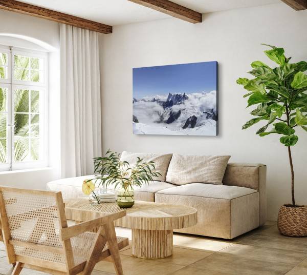 Paul Sinus Art 120x80cm Wandbild auf Leinwand Über den Wolken Berge Gebirge Schnee Gipfel Vatertagsangebot