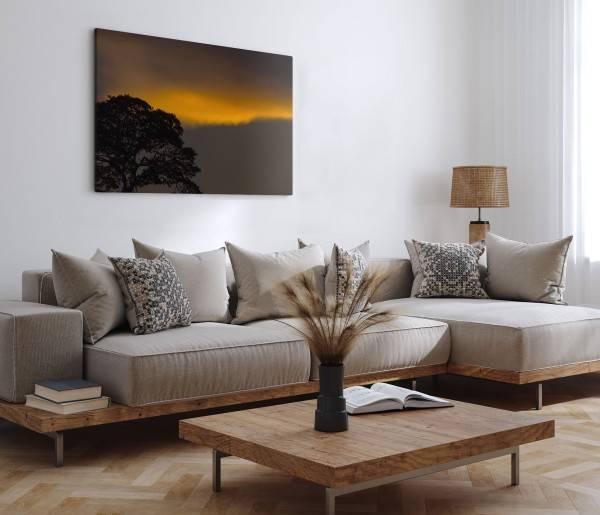 Paul Sinus Art 120x80cm Wandbild auf Leinwand Abenddämmerung Baum Nacht Sonnenuntergang Natur Heißer Verkauf