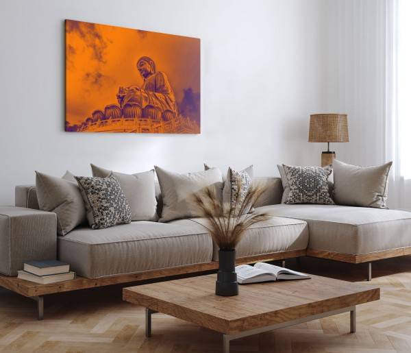 Paul Sinus Art 120x80cm Wandbild auf Leinwand Buddhastatue Buddha China Rot Meditation Online Outlet