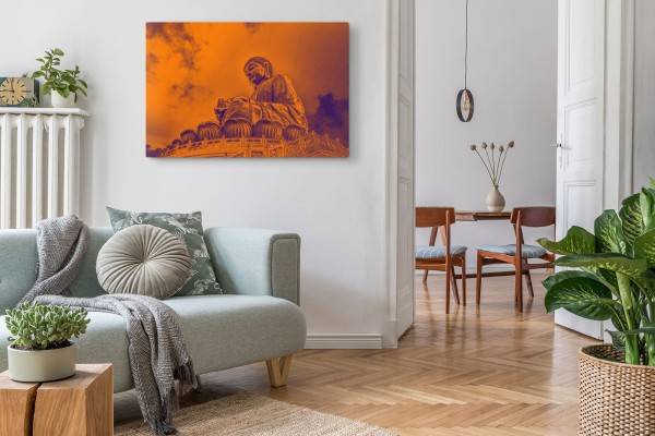 Paul Sinus Art 120x80cm Wandbild auf Leinwand Buddhastatue Buddha China Rot Meditation Online Outlet