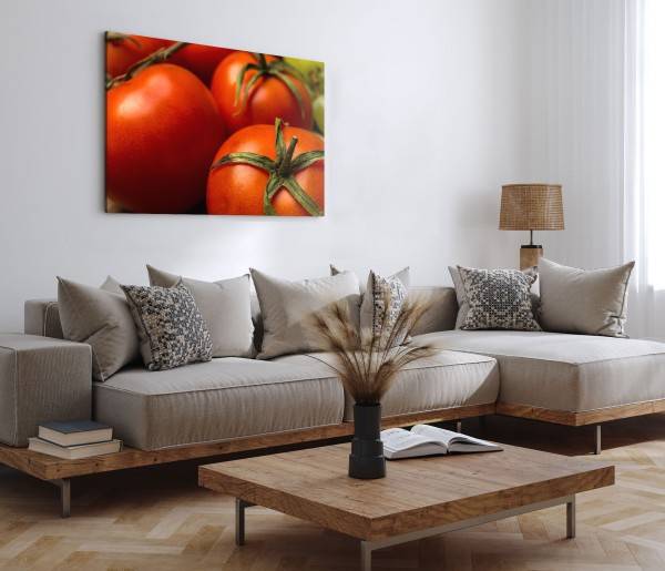 Paul Sinus Art 120x80cm Wandbild auf Leinwand Tomaten Gemüse Küchenbild Küche Nahaufnahme Exklusive Angebote