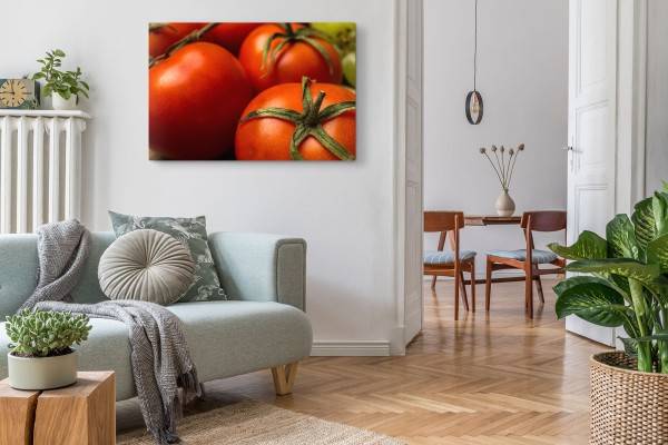 Paul Sinus Art 120x80cm Wandbild auf Leinwand Tomaten Gemüse Küchenbild Küche Nahaufnahme Exklusive Angebote