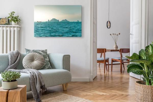 Paul Sinus Art 120x80cm Wandbild auf Leinwand Thailand Meer Ozean Inseln Fischerboot Horizont Tägliche Deals