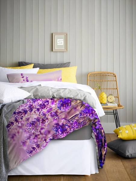 Paul Sinus Art Feld Lavendel Sommer Purpur Lila Bettwäsche Set 135x200 cm + 80x80cm Atmungsaktiv Super Sparpreis