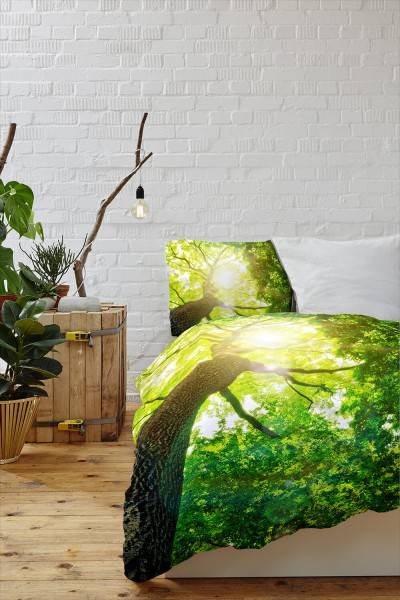 Paul Sinus Art Wald Grn Licht Baumstamm Bettwäsche Set 135x200 cm + 80x80cm Atmungsaktiv Discount Store für neue Produkte
