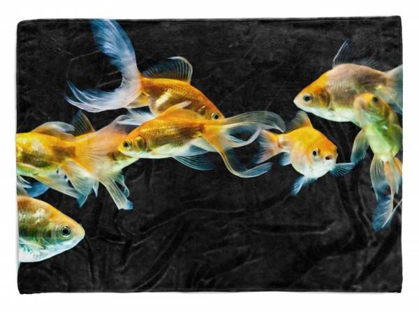 Paul Sinus Art Handtuch Strandhandtuch Saunatuch Kuscheldecke mit Tiermotiv Goldfische