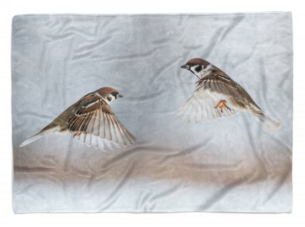 Paul Sinus Art Handtuch Strandhandtuch Saunatuch Kuscheldecke mit Tiermotiv Sperlinge kleine V