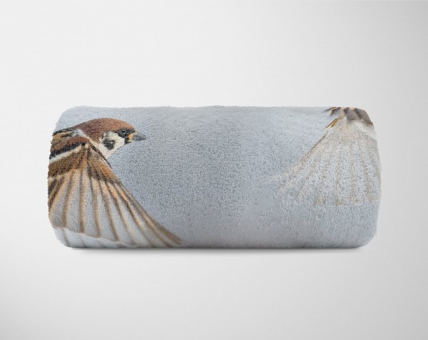Paul Sinus Art Handtuch Strandhandtuch Saunatuch Kuscheldecke mit Tiermotiv Sperlinge kleine V Online