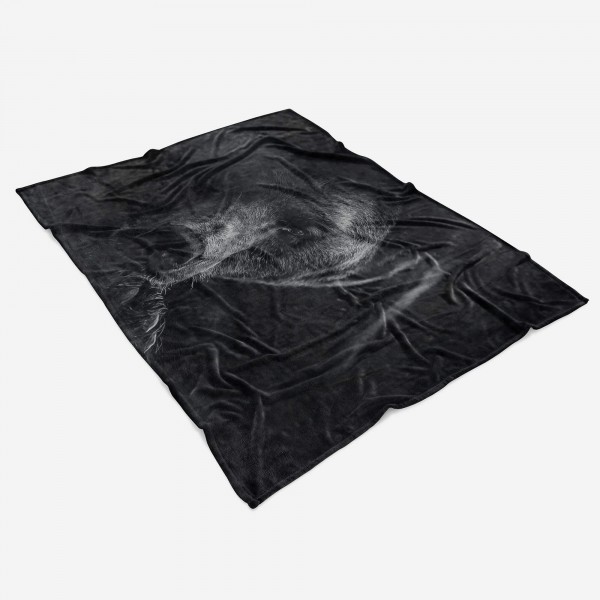 Paul Sinus Art Handtuch Strandhandtuch Saunatuch Kuscheldecke mit Tiermotiv großer Bär Schwarz Auslauf