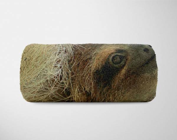 Paul Sinus Art Handtuch Strandhandtuch Saunatuch Kuscheldecke mit Tiermotiv süßes Faultier Hotsell