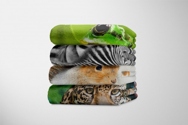Paul Sinus Art Handtuch Strandhandtuch Saunatuch Kuscheldecke mit Tiermotiv Süßes Eichhörnchen Günstiger Verkauf