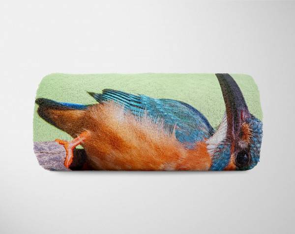 Paul Sinus Art Handtuch Strandhandtuch Saunatuch Kuscheldecke mit Tiermotiv Eisvogel Kingfishe Fabrikverkauf