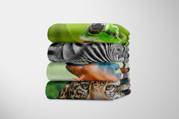 Paul Sinus Art Handtuch Strandhandtuch Saunatuch Kuscheldecke mit Tiermotiv Eisvogel Kingfishe Fabrikverkauf