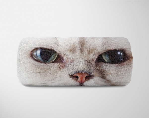 Paul Sinus Art Handtuch Strandhandtuch Saunatuch Kuscheldecke mit Tiermotiv missgelaunte Katze Fabrik Onlineshop