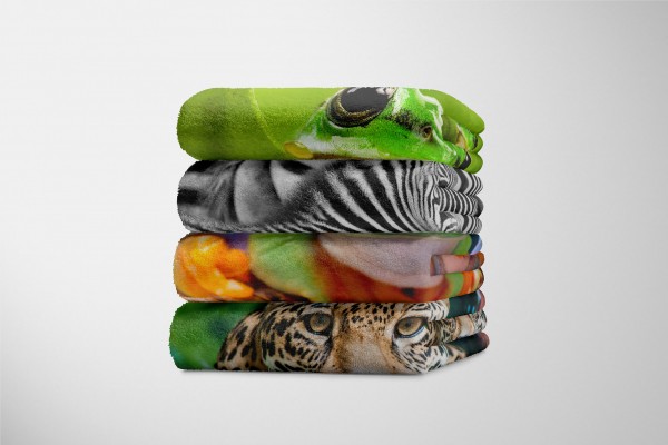 Paul Sinus Art Handtuch Strandhandtuch Saunatuch Kuscheldecke mit Tiermotiv kleiner tropischer Fabrikpreis