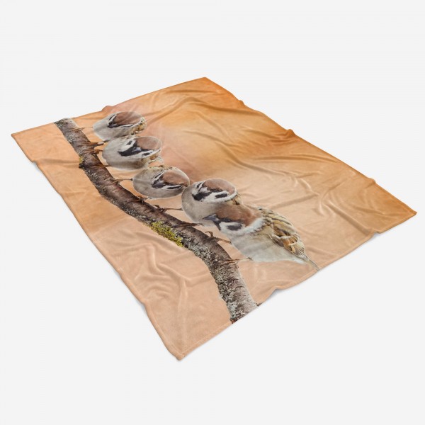 Paul Sinus Art Handtuch Strandhandtuch Saunatuch Kuscheldecke mit Tiermotiv Spatzen auf ein As Sonderangebot