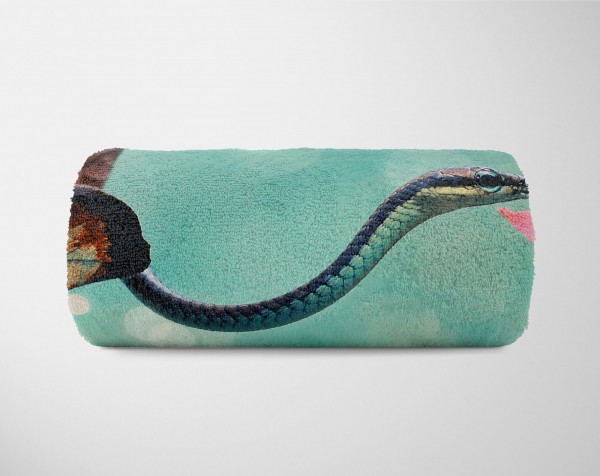 Paul Sinus Art Handtuch Strandhandtuch Saunatuch Kuscheldecke mit Tiermotiv kleine süße Schlan Begrenztes Angebot