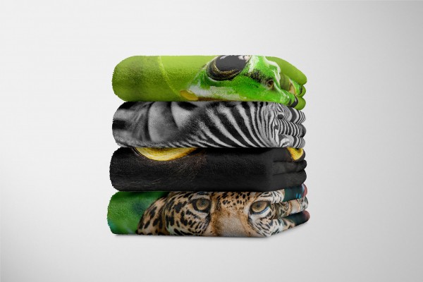Paul Sinus Art Handtuch Strandhandtuch Saunatuch Kuscheldecke mit Tiermotiv schwarze Katze Kat Black Friday