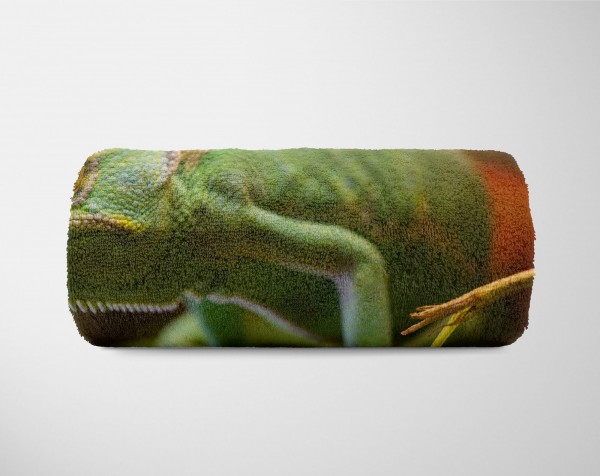 Paul Sinus Art Handtuch Strandhandtuch Saunatuch Kuscheldecke mit Tiermotiv Chamäleon Dschunge Cyber Monday