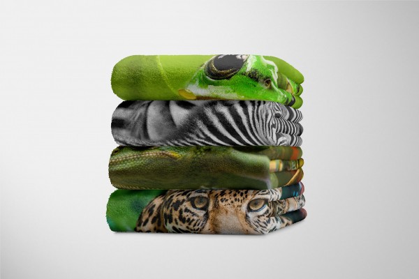 Paul Sinus Art Handtuch Strandhandtuch Saunatuch Kuscheldecke mit Tiermotiv Chamäleon Dschunge Cyber Monday