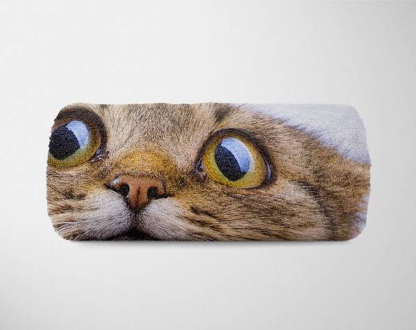 Paul Sinus Art Handtuch Strandhandtuch Saunatuch Kuscheldecke mit Tiermotiv lustige Katze Jubiläumsangebot