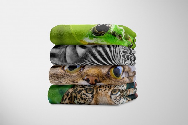 Paul Sinus Art Handtuch Strandhandtuch Saunatuch Kuscheldecke mit Tiermotiv lustige Katze Jubiläumsangebot