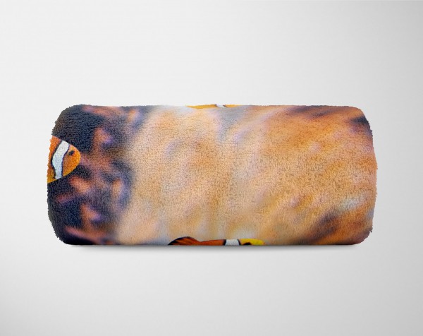 Paul Sinus Art Handtuch Strandhandtuch Saunatuch Kuscheldecke mit Tiermotiv Clownfische Korall Neueste Mode
