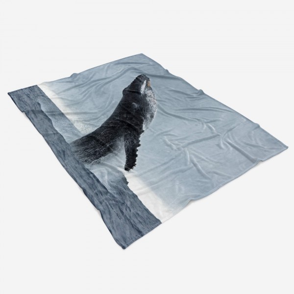Paul Sinus Art Handtuch Strandhandtuch Saunatuch Kuscheldecke mit Tiermotiv Buckelwal springt Exklusive Angebote