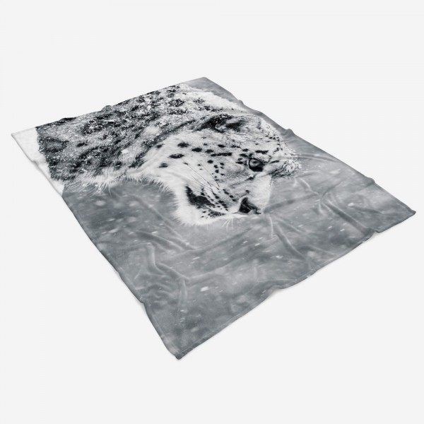 Paul Sinus Art Handtuch Strandhandtuch Saunatuch Kuscheldecke mit Tiermotiv Schneeleopard Wint Blitzangebot