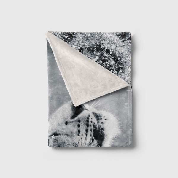 Paul Sinus Art Handtuch Strandhandtuch Saunatuch Kuscheldecke mit Tiermotiv Schneeleopard Wint Blitzangebot
